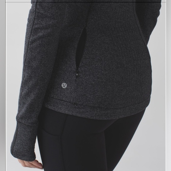 Lululemon Runderful Long Sleeve Heathered Herringbone Heathered Black Black 2 - Picture 4 of 16